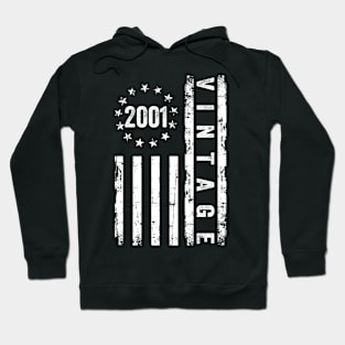 23 Years Old Gifts Vintage 2001 American Flag 23rd Birthday Hoodie